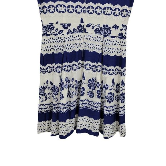 Daniel Cremieux Dress Eyelet Lace Applique Cap Sleeve Full Tea Length Blue Sz 8 - Picture 9 of 11